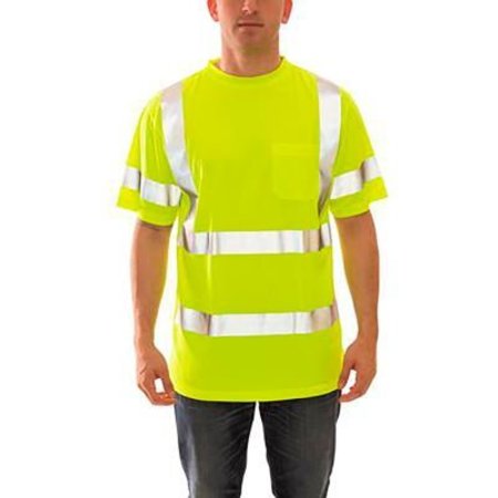 TINGLEY Job Sight&153; Class 3 Short Sleeve T-Shirt, Pullover, Lime, Polyester, LG S75322.LG